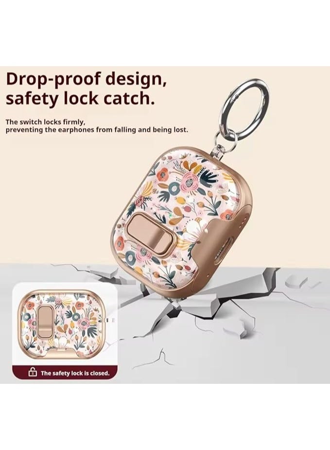 حافظة شاملة مطلية بلطخة لطيفة لـ AirPods Pro 3 2025 مع قفل أمان Switch + حامل سفلي (زهرة النخيل، AirPods Pro 2) - Image 2